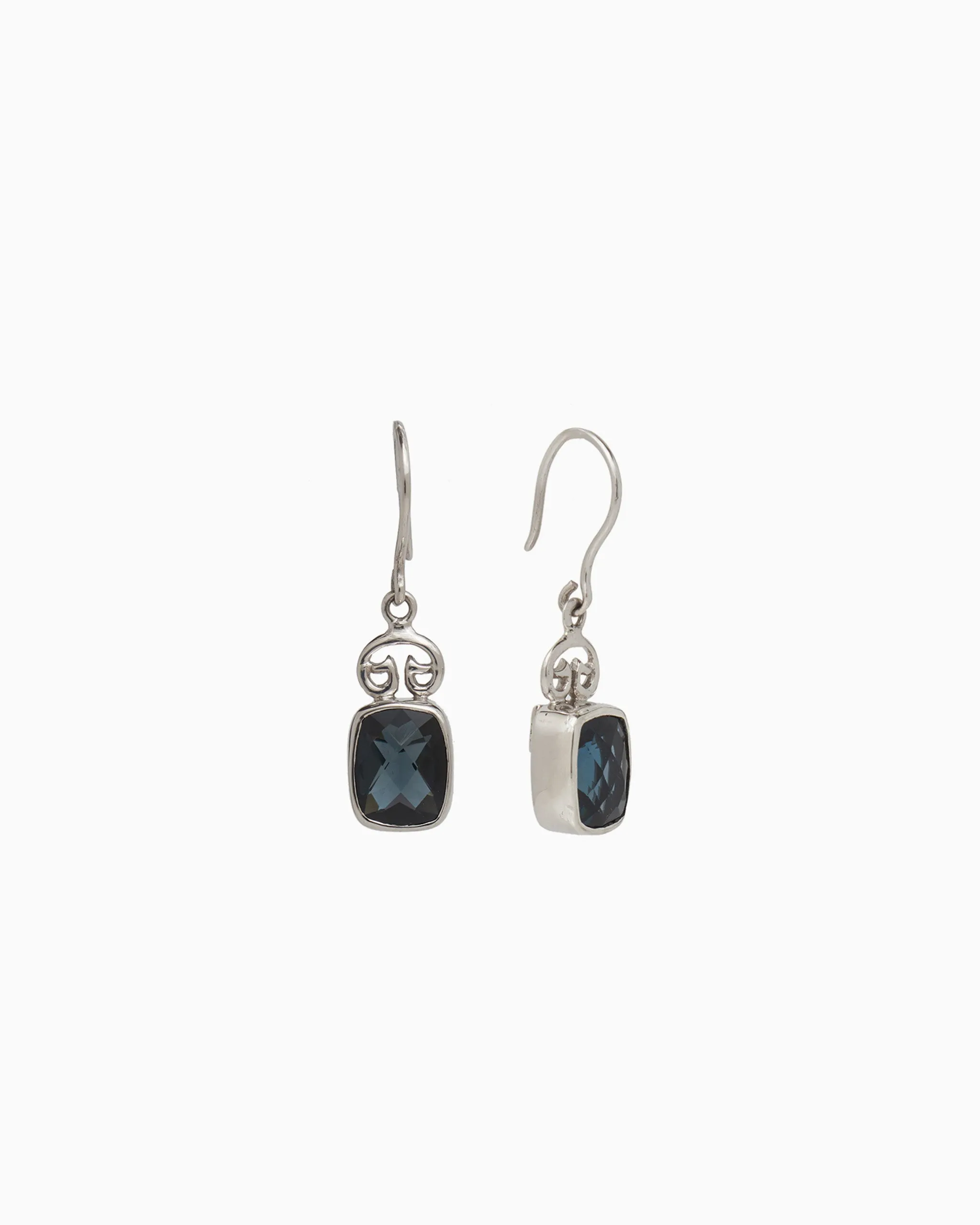 Petroglyph & Elongated Stone Drop Earrings - London Blue Topaz