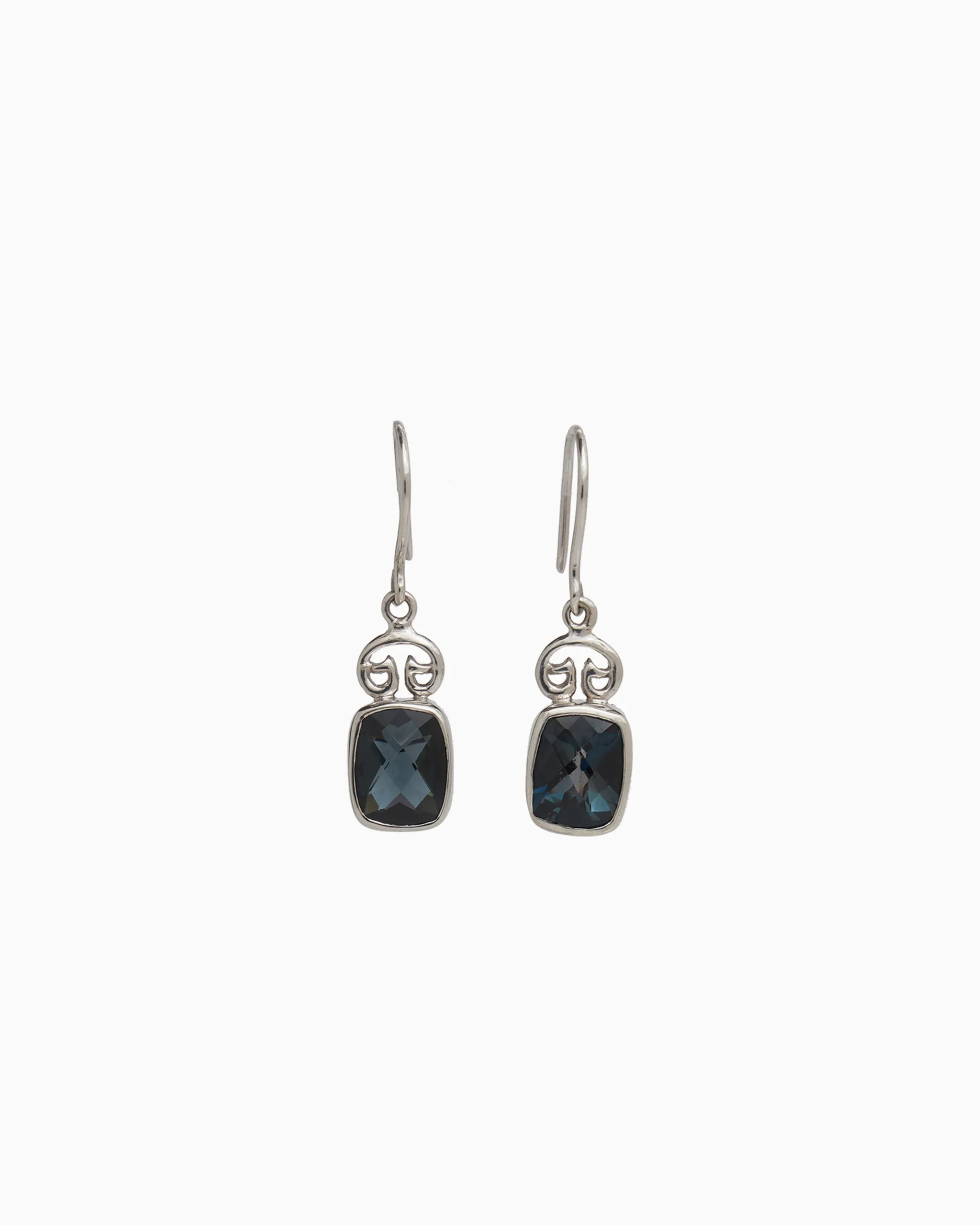 Petroglyph & Elongated Stone Drop Earrings - London Blue Topaz