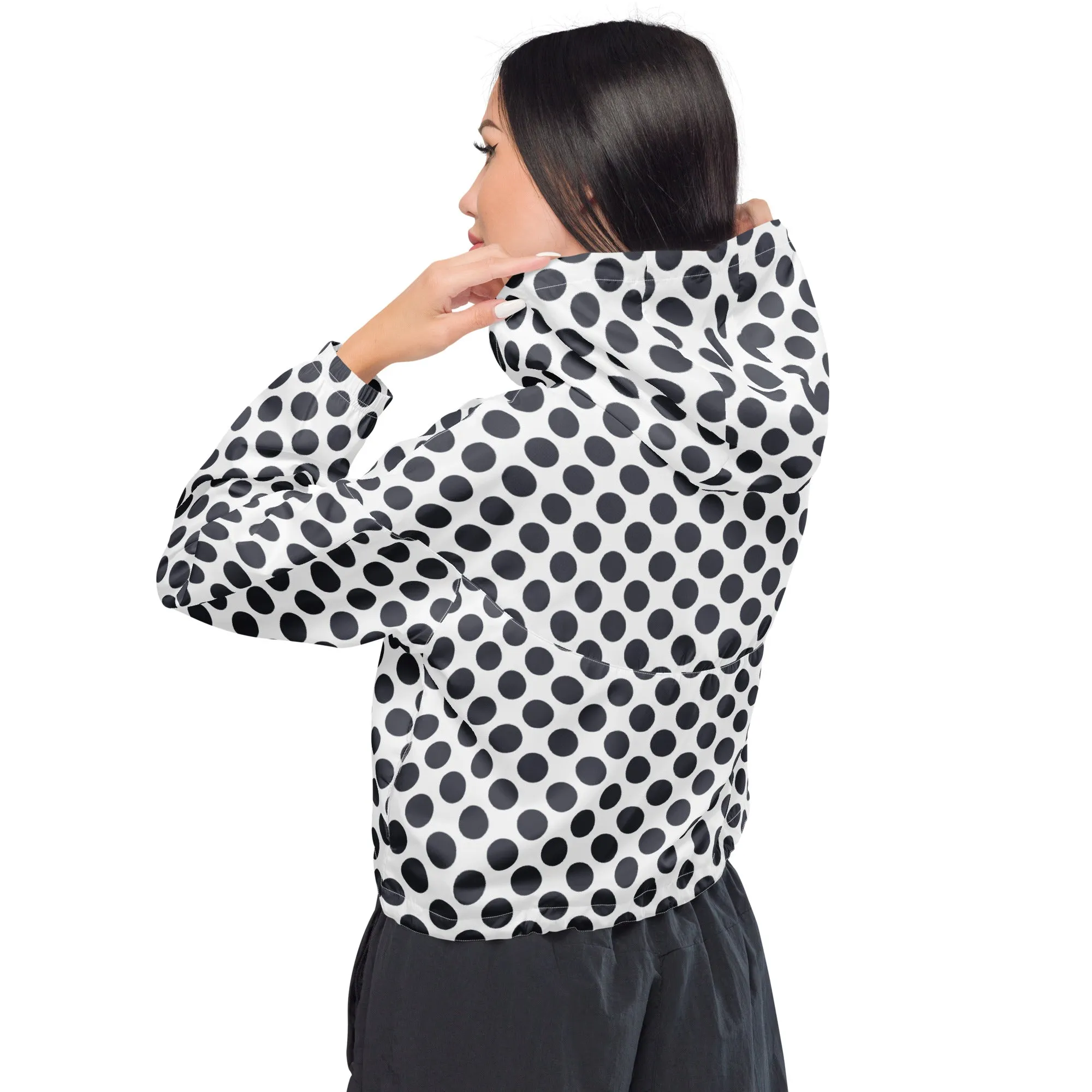 Polka Dot Paynes Gray Women’s cropped windbreaker