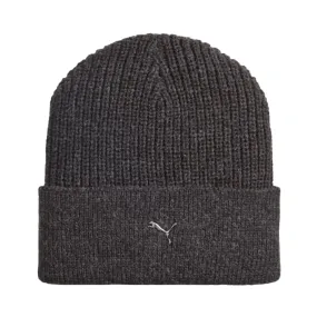 Puma ribbed beanie hat with metallic logo 024874-01 black. One size