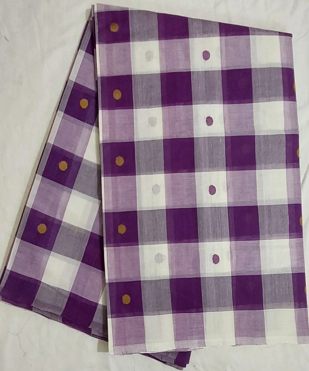 Purple offwhite white venkatagiri handloom cotton fabric