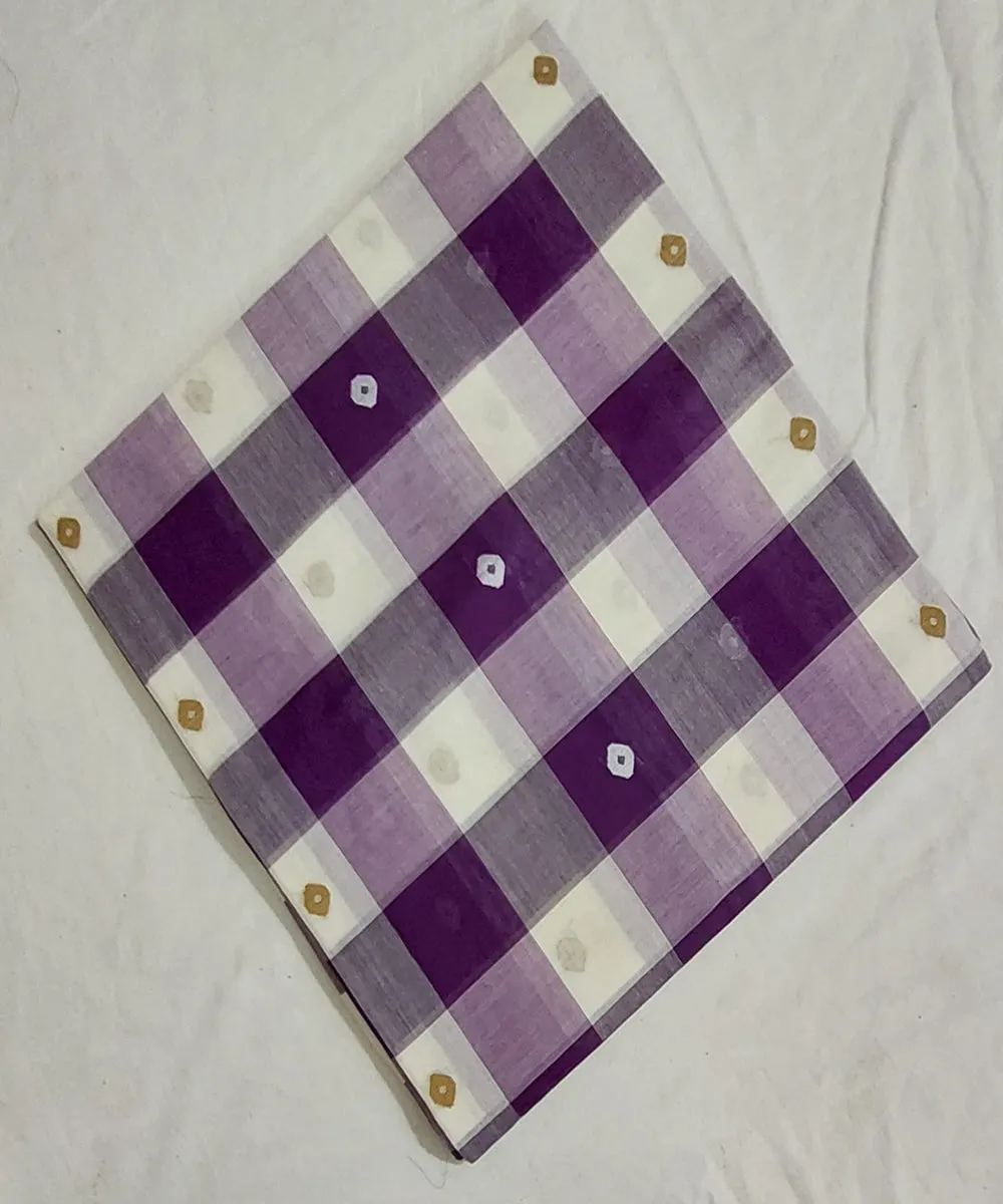 Purple offwhite white venkatagiri handloom cotton fabric