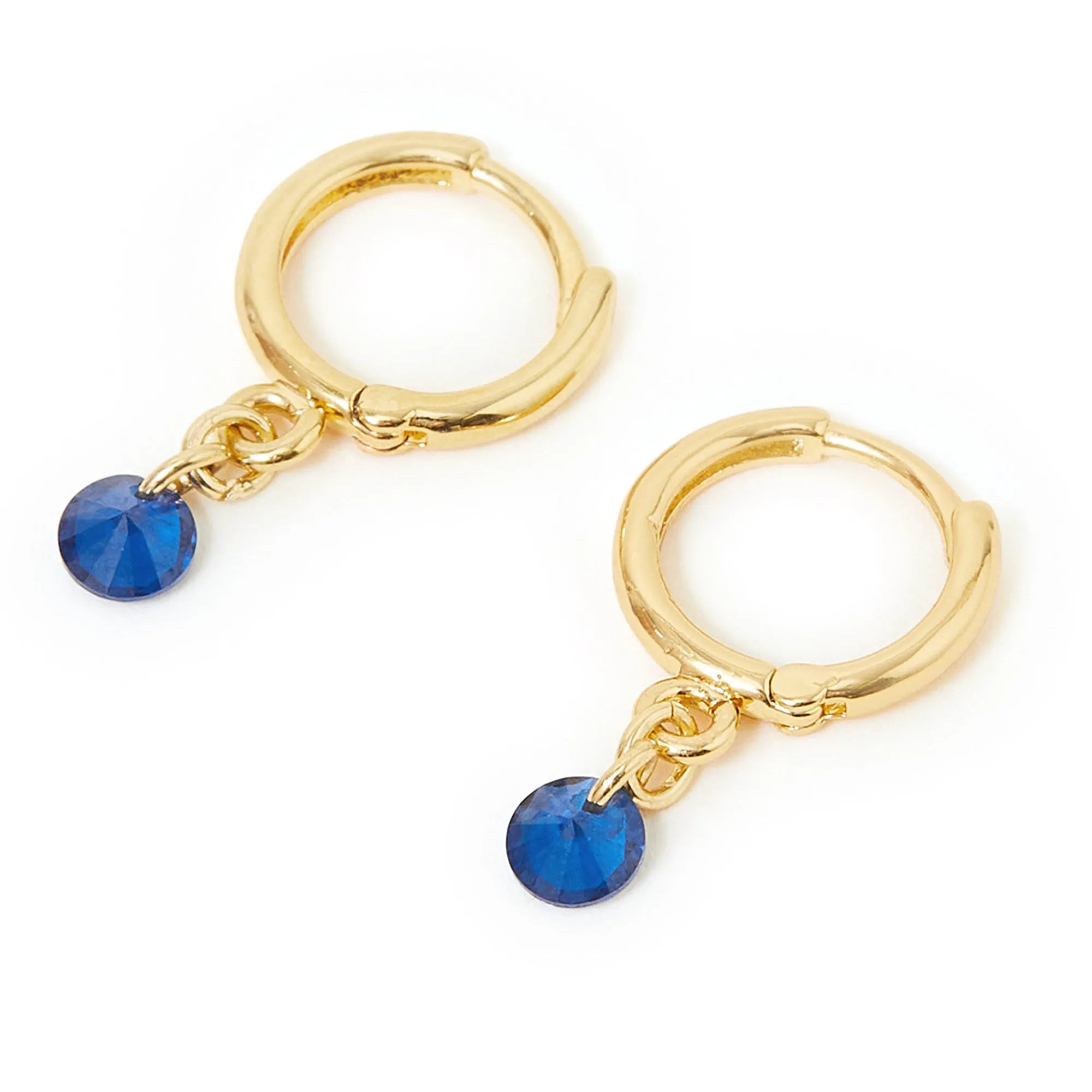 Real Gold Plated Blue Z Sparkle Huggies Earrings