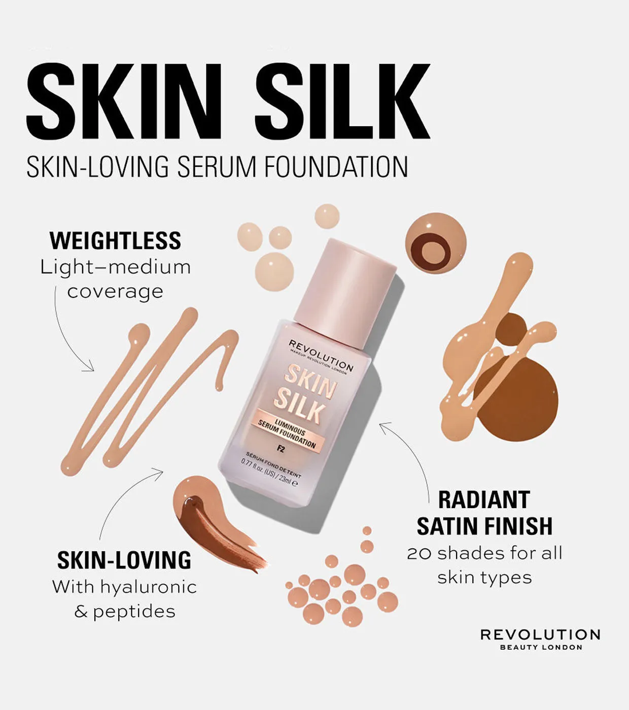 Revolution - Base de maquillaje Skin Silk Serum Foundation - F3