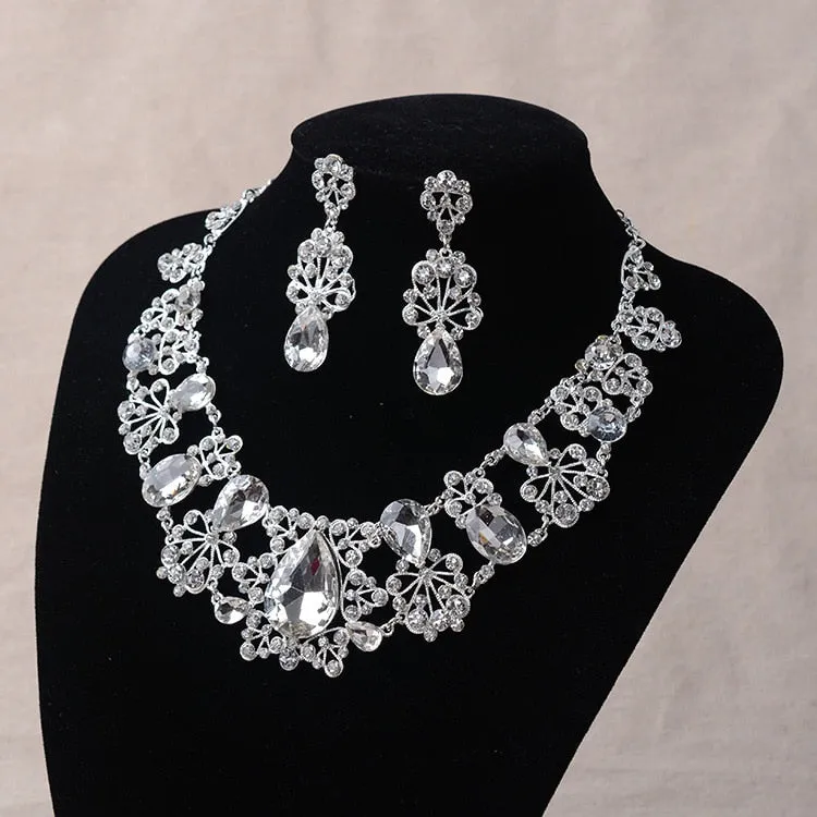 Rhinestone and Crystal Necklace & Earrings Jewelry Set