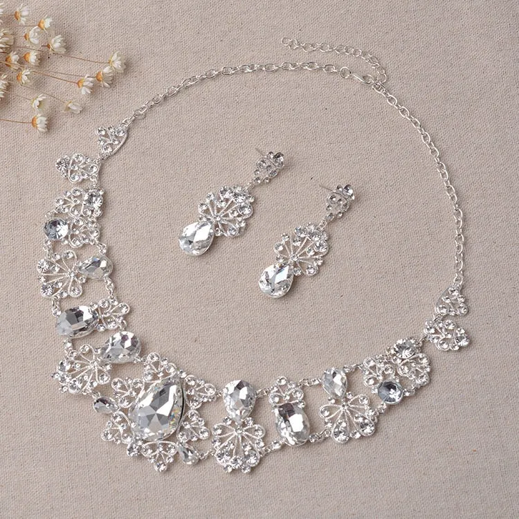 Rhinestone and Crystal Necklace & Earrings Jewelry Set