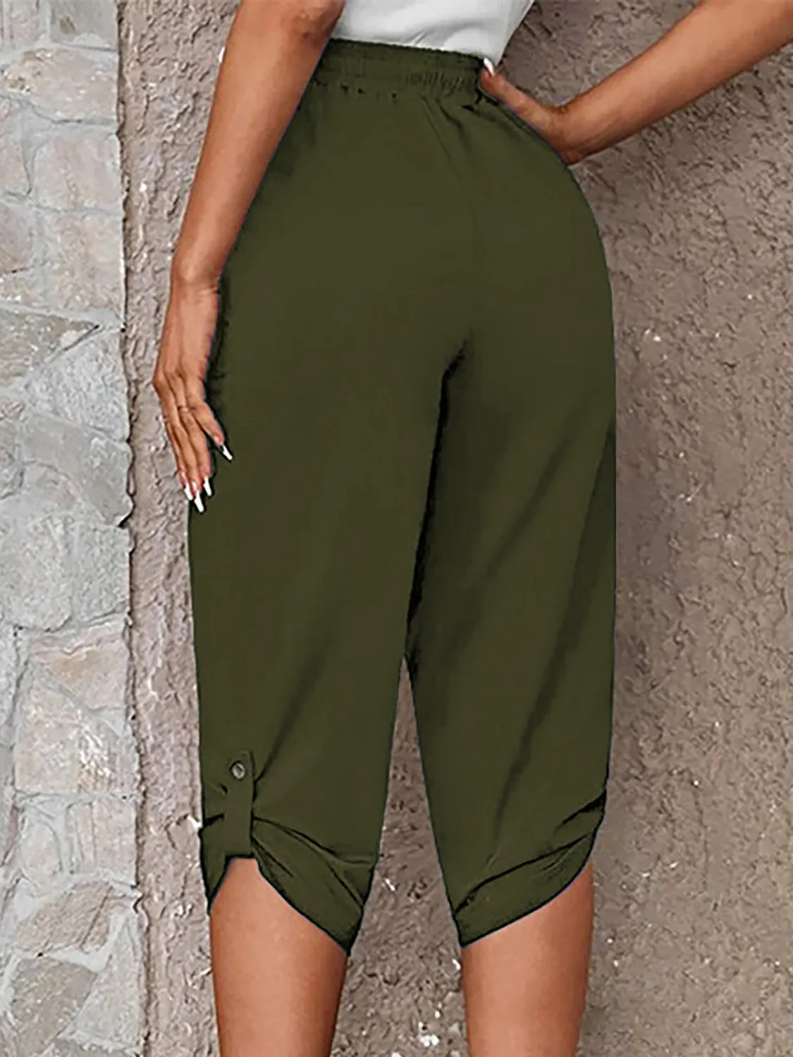 Roll-Tab Capris Pants