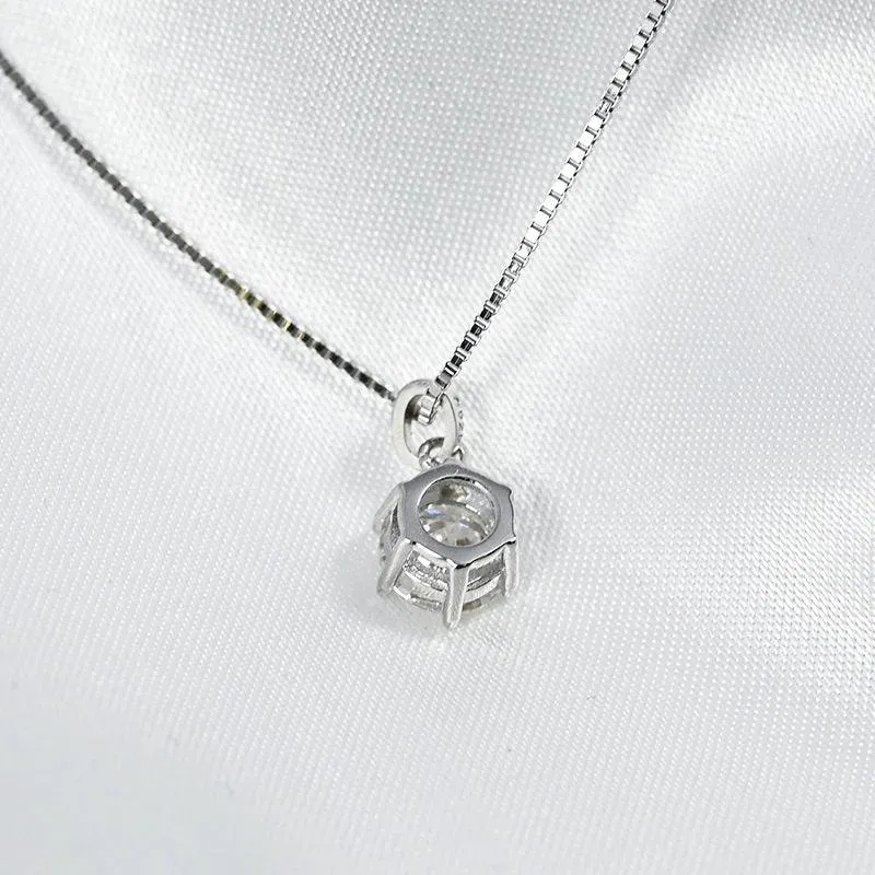 RSP-103 Oevas Original Moissanite Solitaire Pendant Necklace in Pure Silver