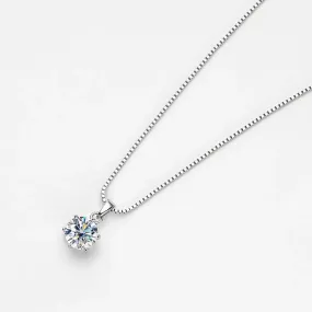 RSP-103 Oevas Original Moissanite Solitaire Pendant Necklace in Pure Silver