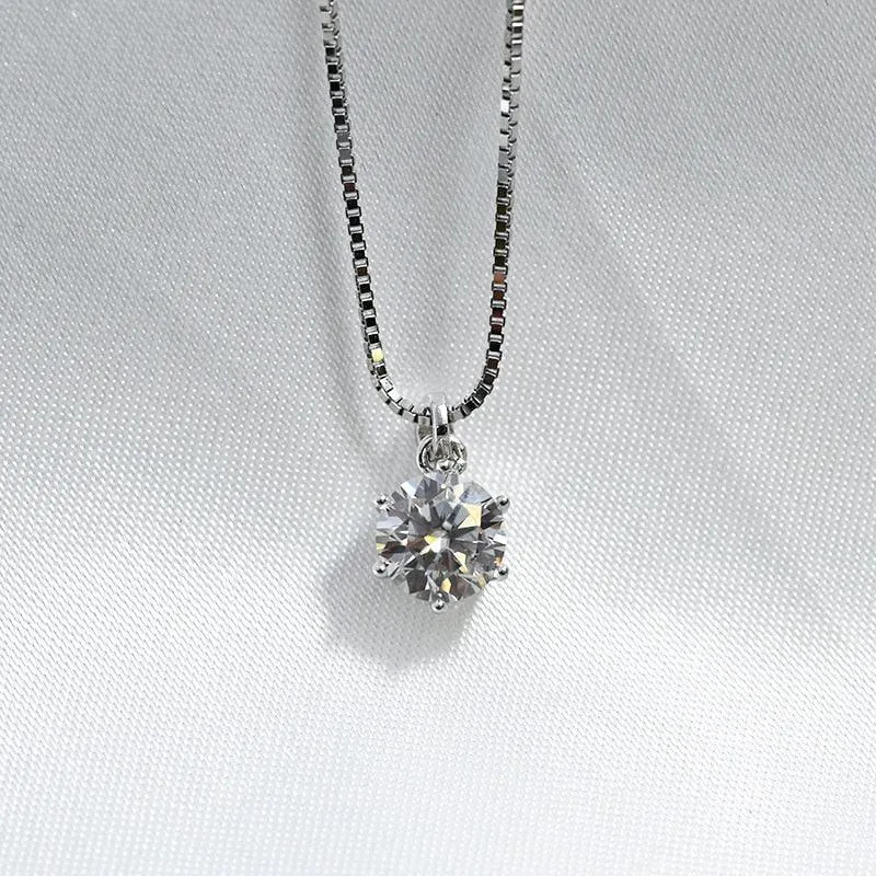 RSP-103 Oevas Original Moissanite Solitaire Pendant Necklace in Pure Silver