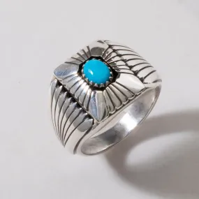 Sleeping Beauty Turquoise Navajo USA Native American Made 925 Sterling Silver Ring