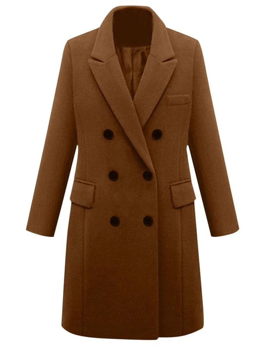 Stylish Women's Double-Breasted Trench Coat with Adjustable Fit & Convenient Storage