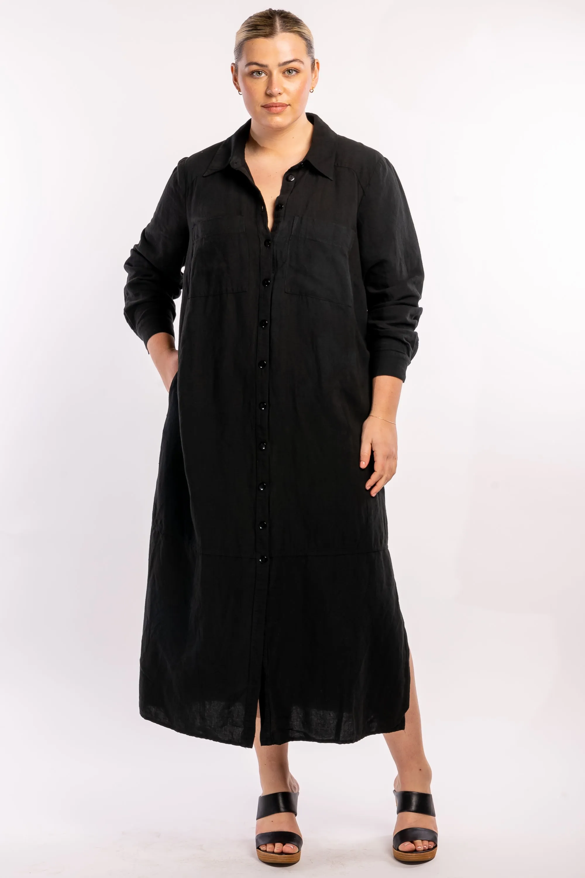 Sweet Dreams Linen Maxi Dress - Black