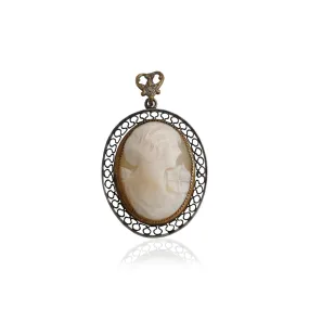 Vintage Sterling Silver Cameo Pendant