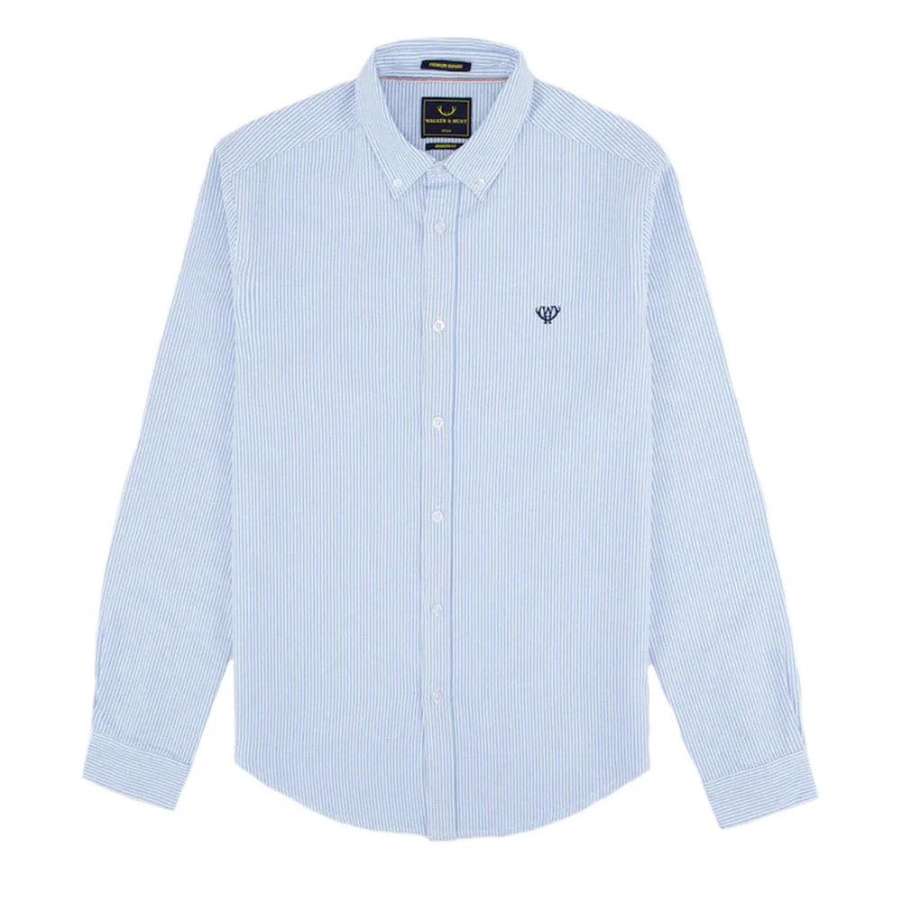 Walker & Hunt Striped Oxford Shirt | Blue