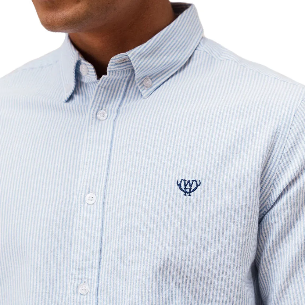 Walker & Hunt Striped Oxford Shirt | Blue