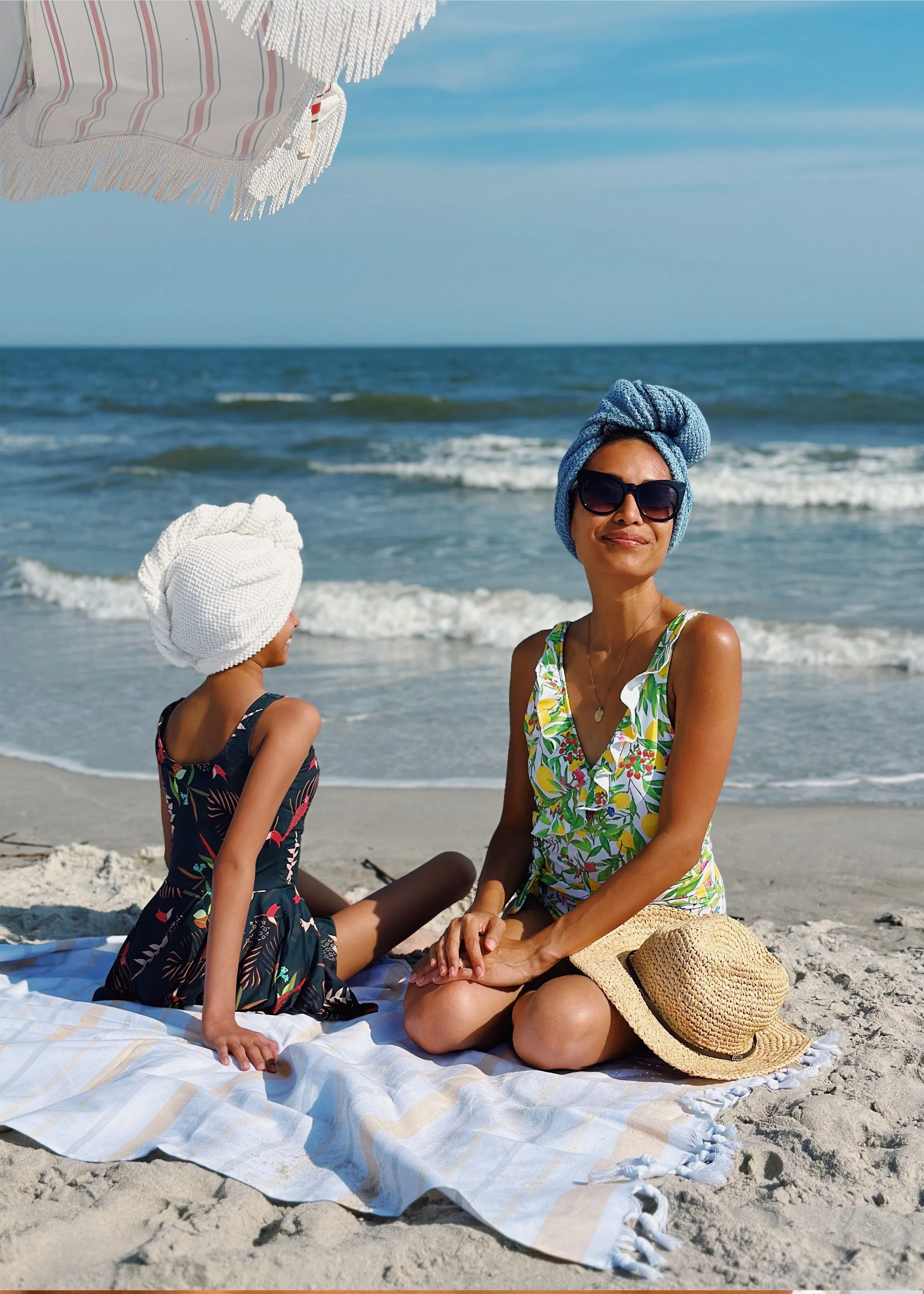 white cotton hair towel