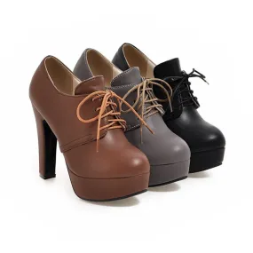 Women's Lace Up High Heels Platform Shoes