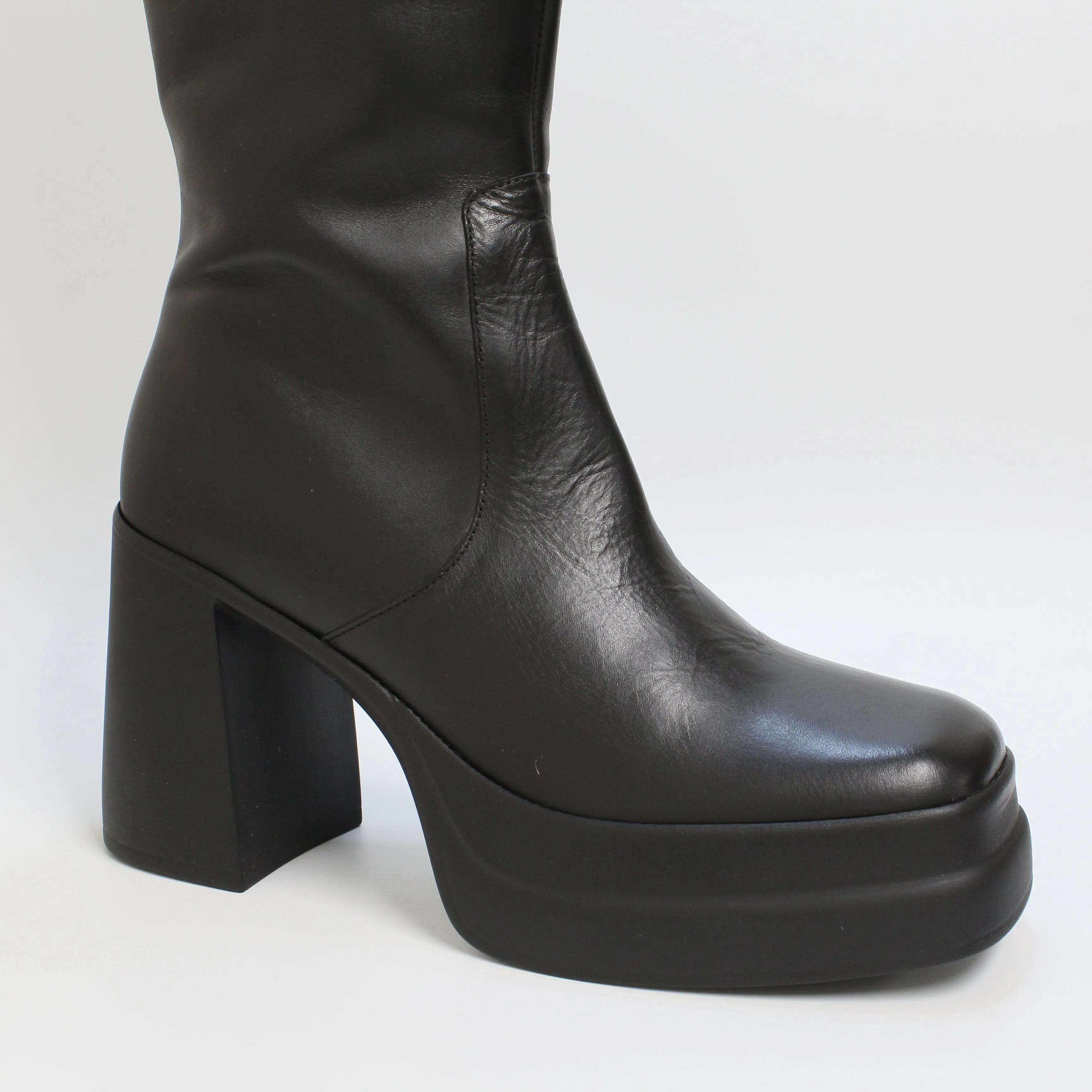 Womens Office Krane Platform Skin Boots Black Leather