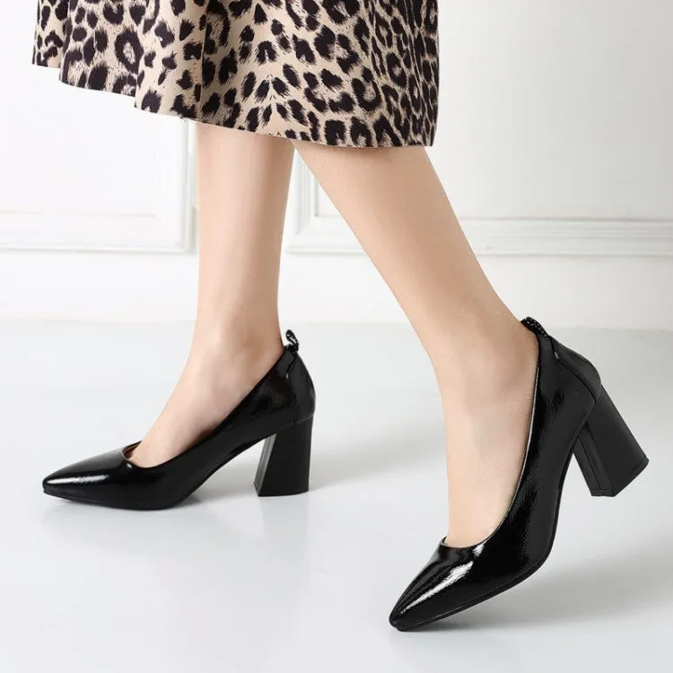 Women's Pointed Toe High Heeled Chunky Heels Pumps